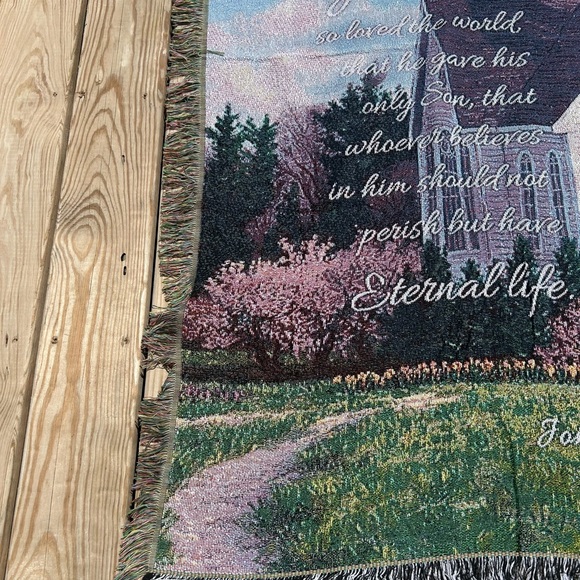 For God So Loved The World John 3:16 Religious Quilted Throw Blanket 60x47‎ in - Picture 2 of 10